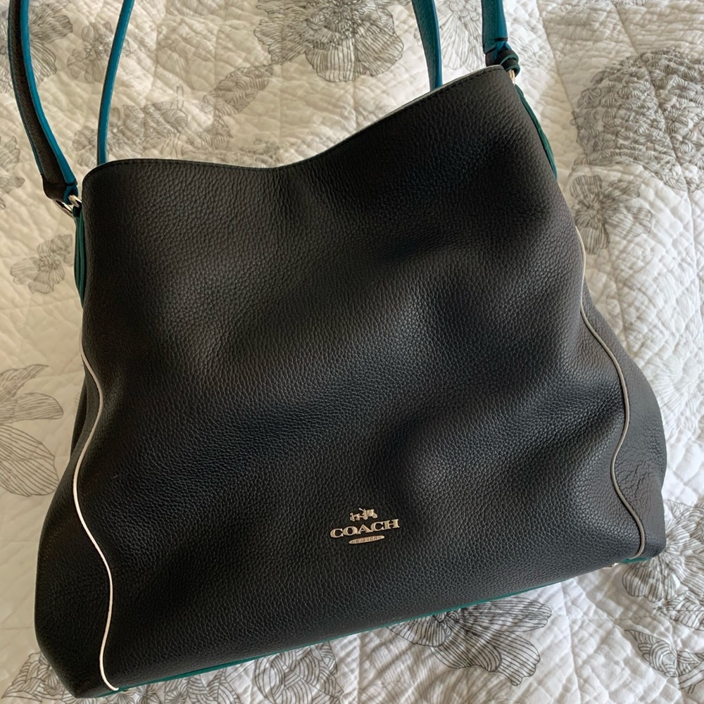 Gorgeous Leather Coach bag with blue interior